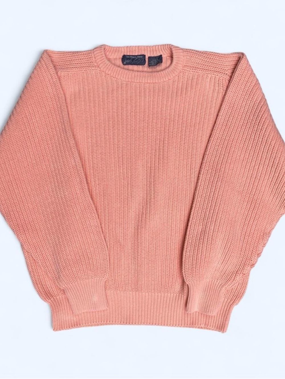 Lord & Taylor Peach Crewneck 100% cotton Sweater nautical coastal resort boating